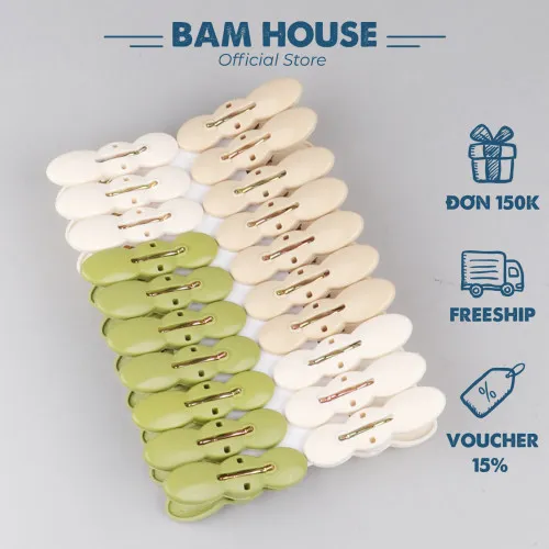 Bộ 20 kẹp quần áo nhựa Bam House siêu dễ thương cao cấp KQA01