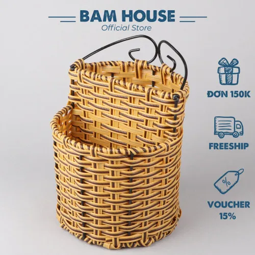 Ống đựng muỗng đũa nhựa mây Bam House cao cấp OD01
