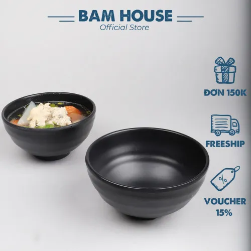 Chén nhựa đen nhám Bam House chất liệu Melamine cao cấp CND02